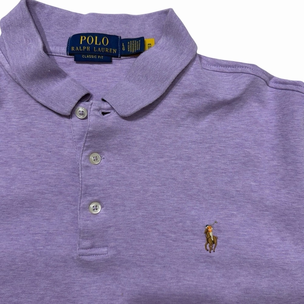 Polo Ralph Lauren Classic Fit Purple Polo Shirt Mens Large Flesh Pony